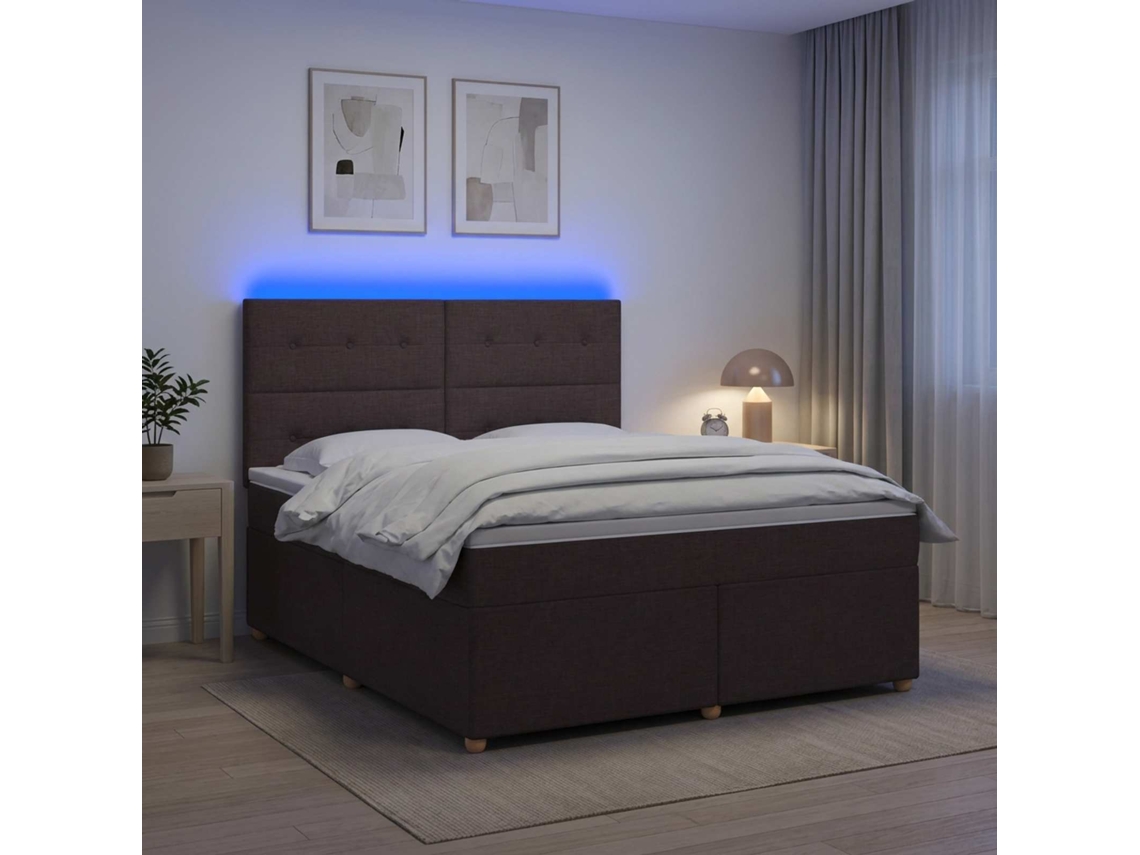 Vidaxl Cama Box Spring Com Colchão Marrom Escuro 160 X 200 Cm Tecido