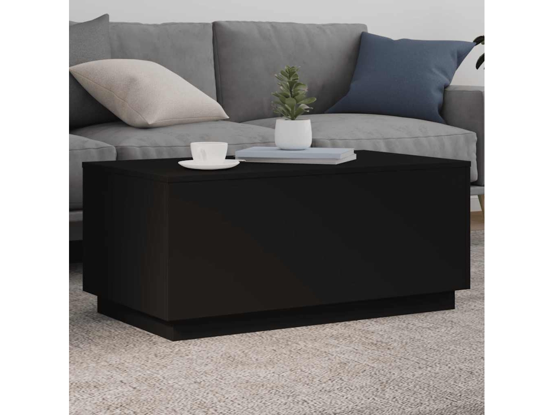 Vidaxl Mesa De Centro Com Luzes Led 90x50x40 Cm Preto