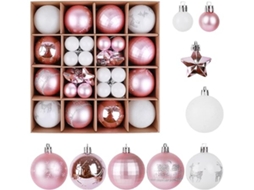 3,1/5,8 Cm, Branco rosa, Conjunto de Bolas de Natal, Ideal para Festas e 44 Peças, Ergonômico, Uso Diário STELASPLEN