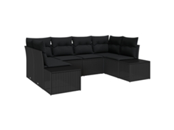 Conjunto 6 Conjunto De Sofá De Jardim Vidaxl Preto Vime Pe (234 X 154 X 69 Cm)