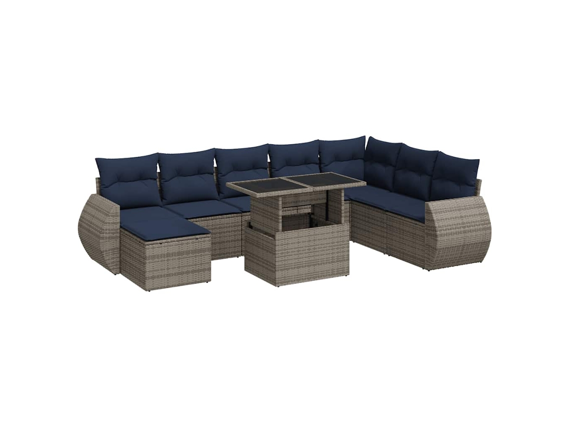 Conjunto de 9 Sofás de Jardim com Almofadões Vime Pe/acácia MAISON EXCLUSIVE