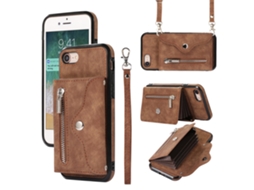 Capa Em Tpu Pele Pu Bloqueio Rfid, Com Suporte Para Apple Iphone 7 / 8 / Se (2020) / Se (2022) - Castanho