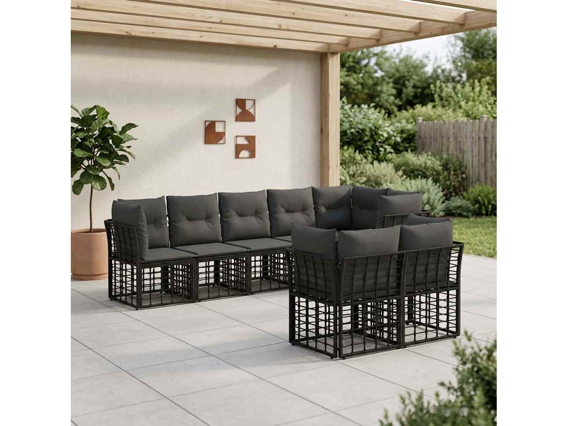 Vidaxl Conjunto de Sofás para Exterior Preto Poliéster