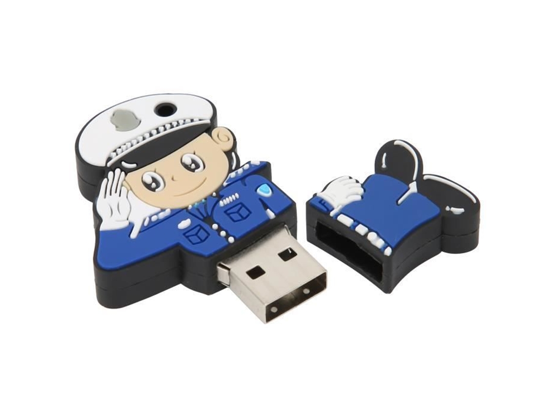HURRISE Flash Memory U Disk Cartoon Creative Portable Flexible Plastic para Windows 98/Me/2000/Xp Usb2.0 Policeman
