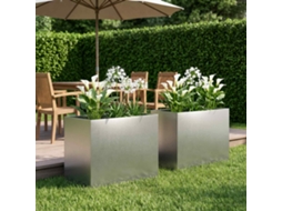 Vidaxl Vaso De Jardim 2 Unid. Prateado 60 X 40 X 50 Cm Aço Inoxidável