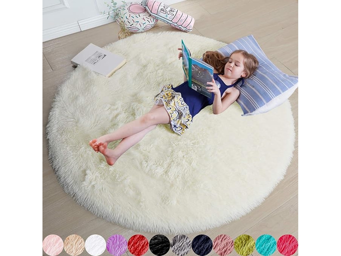 Tapete Ehstmind Redondo Quarto Circular Fofo Peludo Multicor (100x50x50cm)