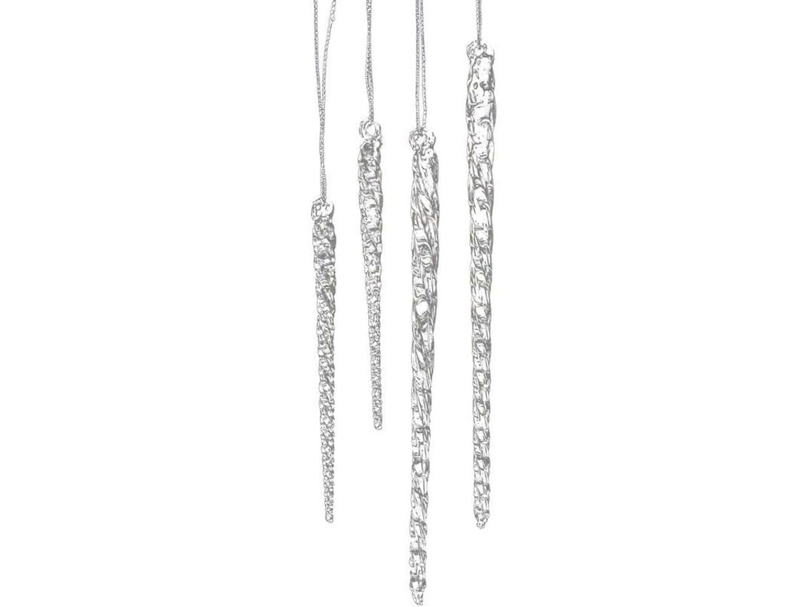 Conjunto de 24 Ornamentos de Gelo Nova Line, vidro transparente, 3,5 e 5,5 polegadas | S/MARCA