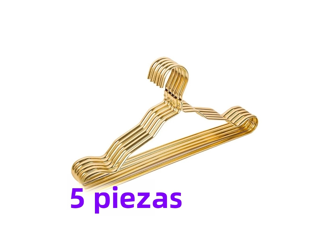 Conjunto De 5 Cabides De Liga De Alumínio (dourado), Suporte De Metal Sem Emendas Para Roupas.
