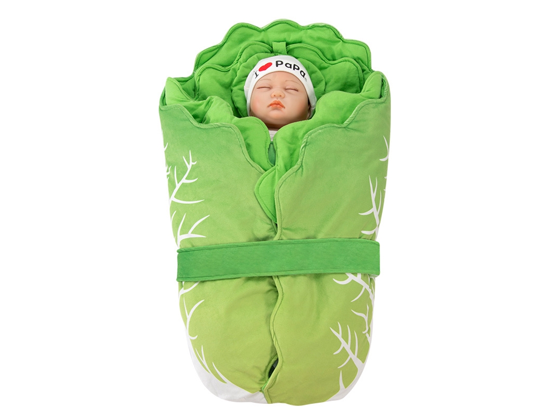 Saco de Dormir Bebê Grosso Outono Inverno Cueiro Forma Couve 70x40cm Panoona Verde