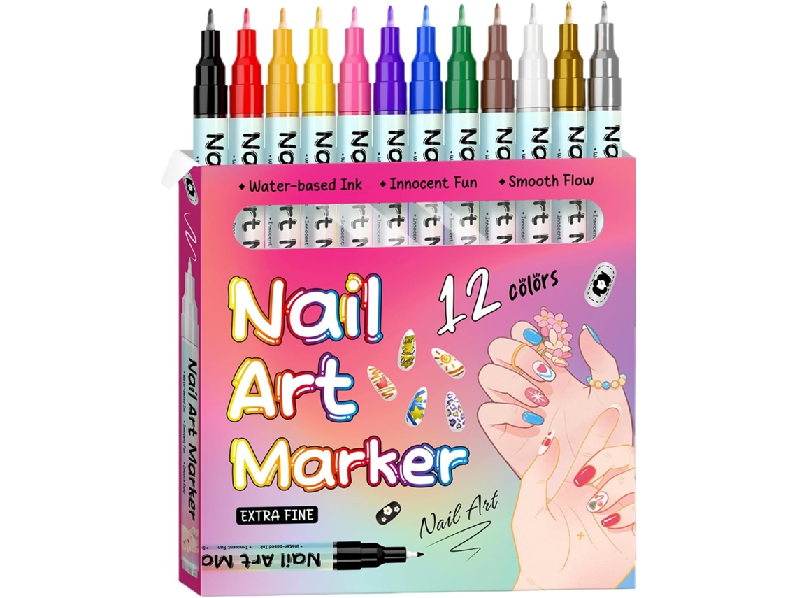 Canetas Marcadoras Para Unhas, 12 Cores, Suprimentos Para Manicure