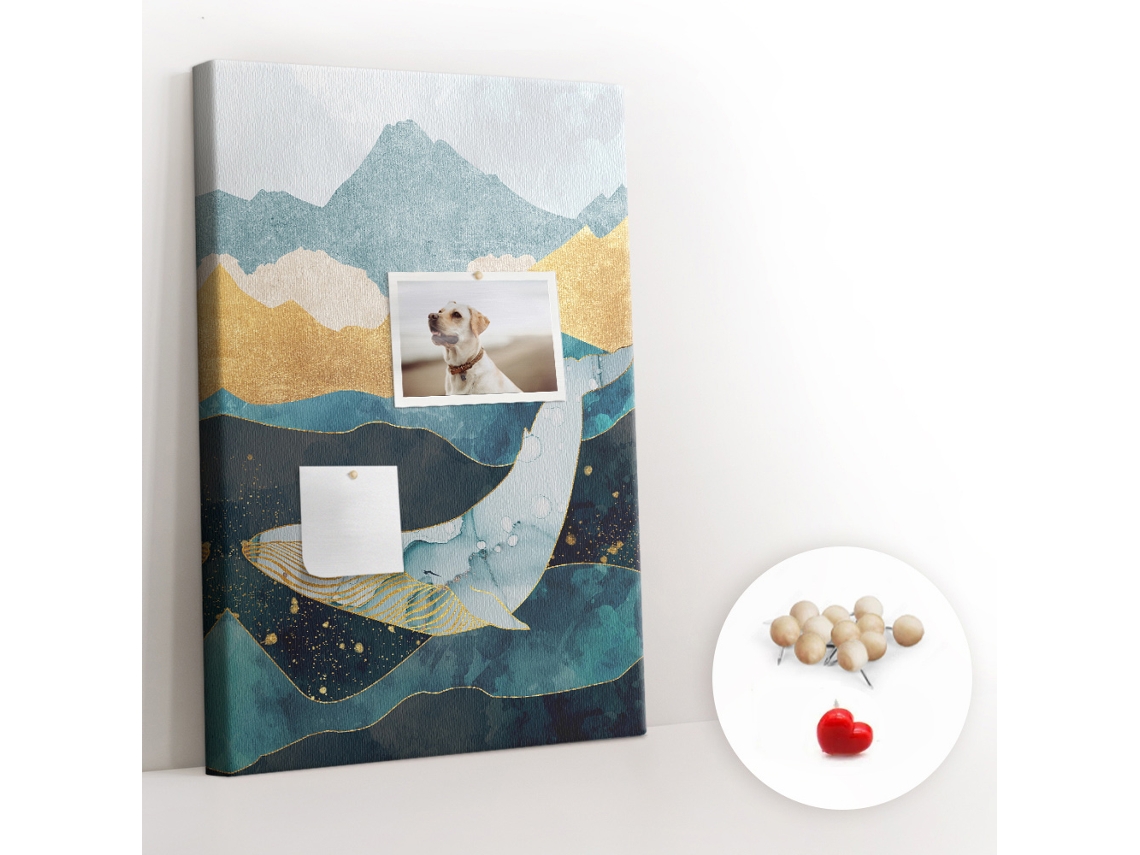 Quadro De Cortiça Com Impressão Baleia De Mármore Para O Quarto Das Crianças Espelharte (40x60 Cm)