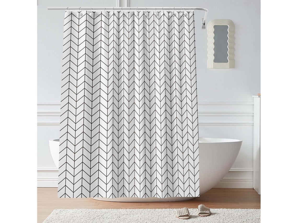 Cortina de chuveiro grossa com estampa geométrica