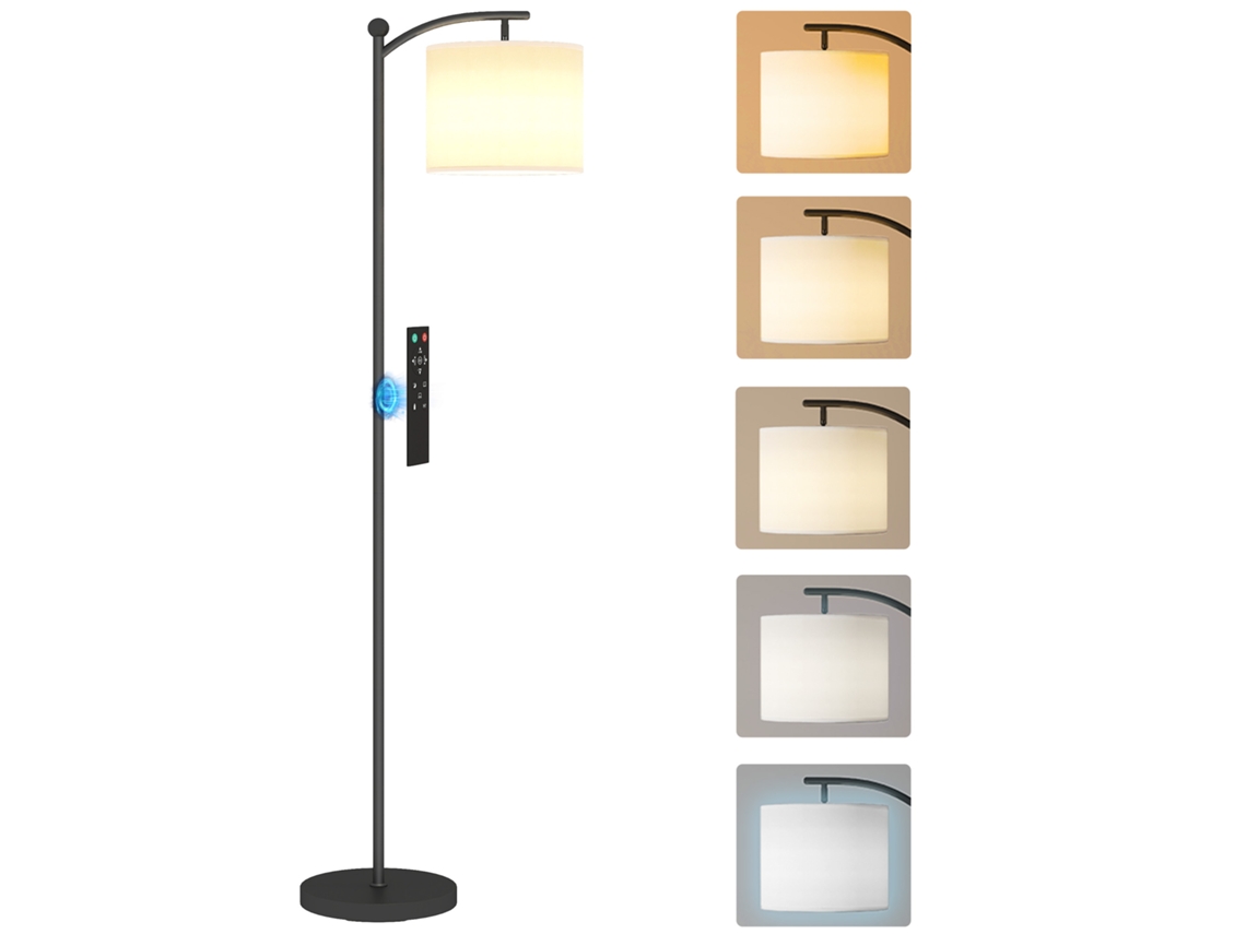Luminária de Chão Dimerizável com 2 Temperaturas de Cor,controle Remoto e Temporizador de 60 Minutos,160cm,preto BTFORUS