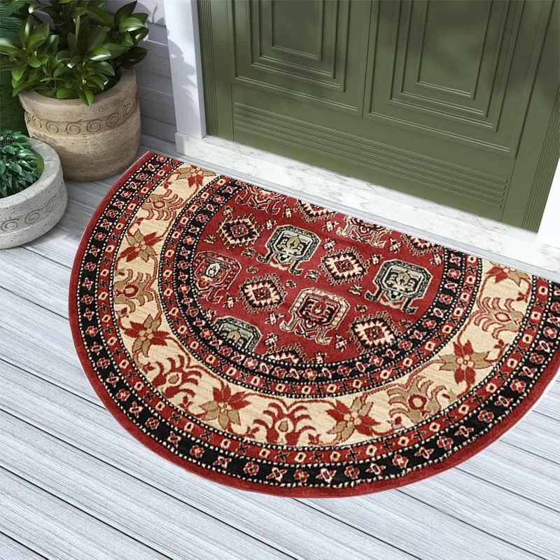 Tapete Semicircular Em Estilo Étnico (50x80cm), Com Padrão Geométrico Retrô, Resistente Ao Desgaste E Fácil De Limpar. (estilo 7, 50x80cm)