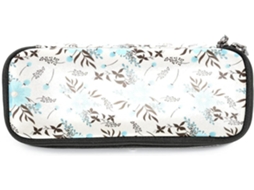 Estojo Grande Com Estampa Floral Azul Lápis, Ideal Marcadores, Maquiagem, Escola, Escritório E Adultos