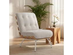 Poltrona Para Sala Em Linho Creme, Com Assento Almofadado E Estrutura De Aço, Suporte Reforçado: 62,5 X 94 X 81 Cm