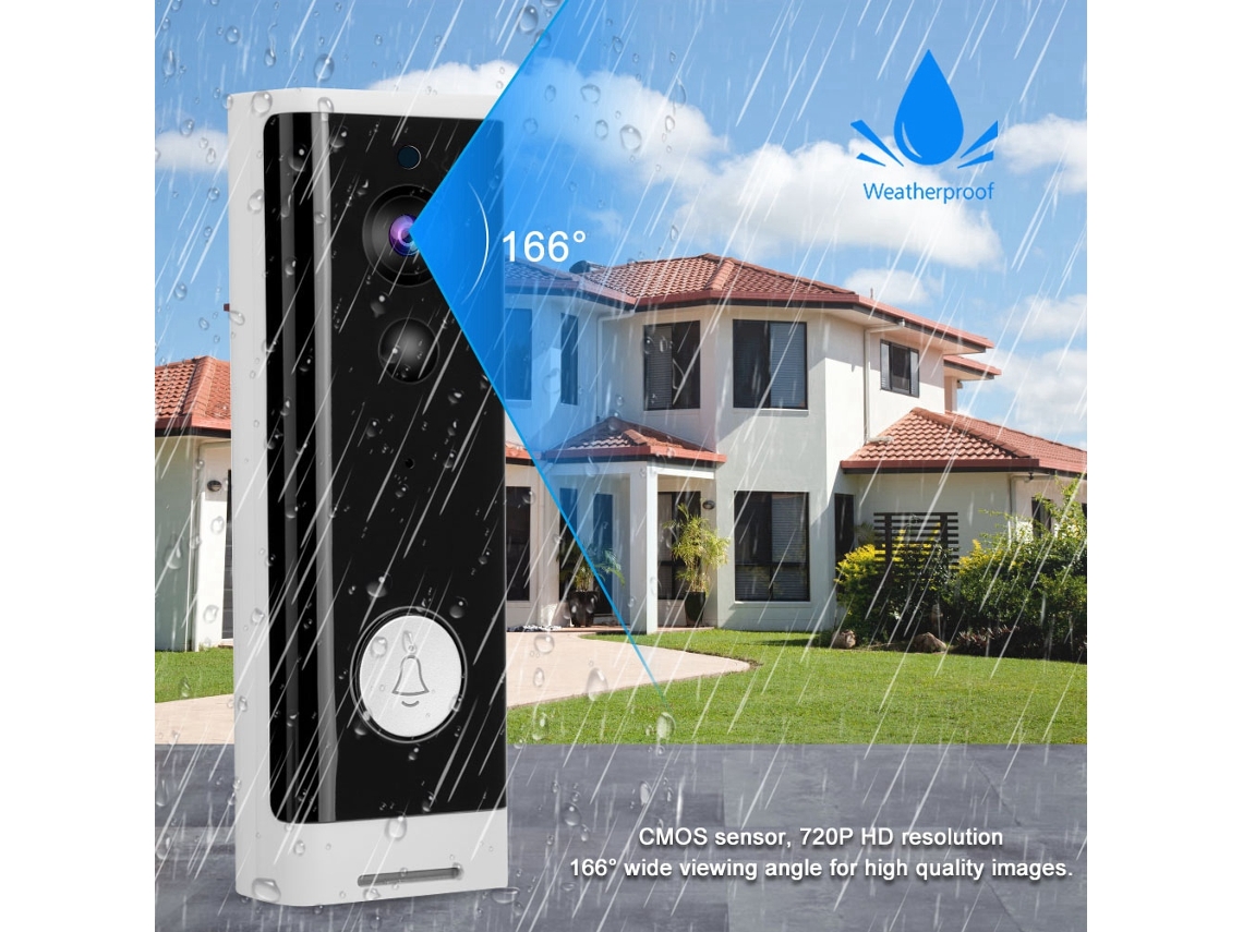 Lurelia Videoporteiro Inteligente, 720p, Wi-fi 2,4ghz, Sensor Pir, Deteção Movimento, Sem Fios