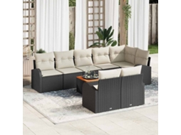 Vidaxl Conjunto de Sofá de Jardim com Almofada 9 Pcs Preto Vime Pe
