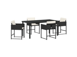Conjunto 5 De Jantar De Jardim De Vidaxl Com Almofadas Preto Vime Pe