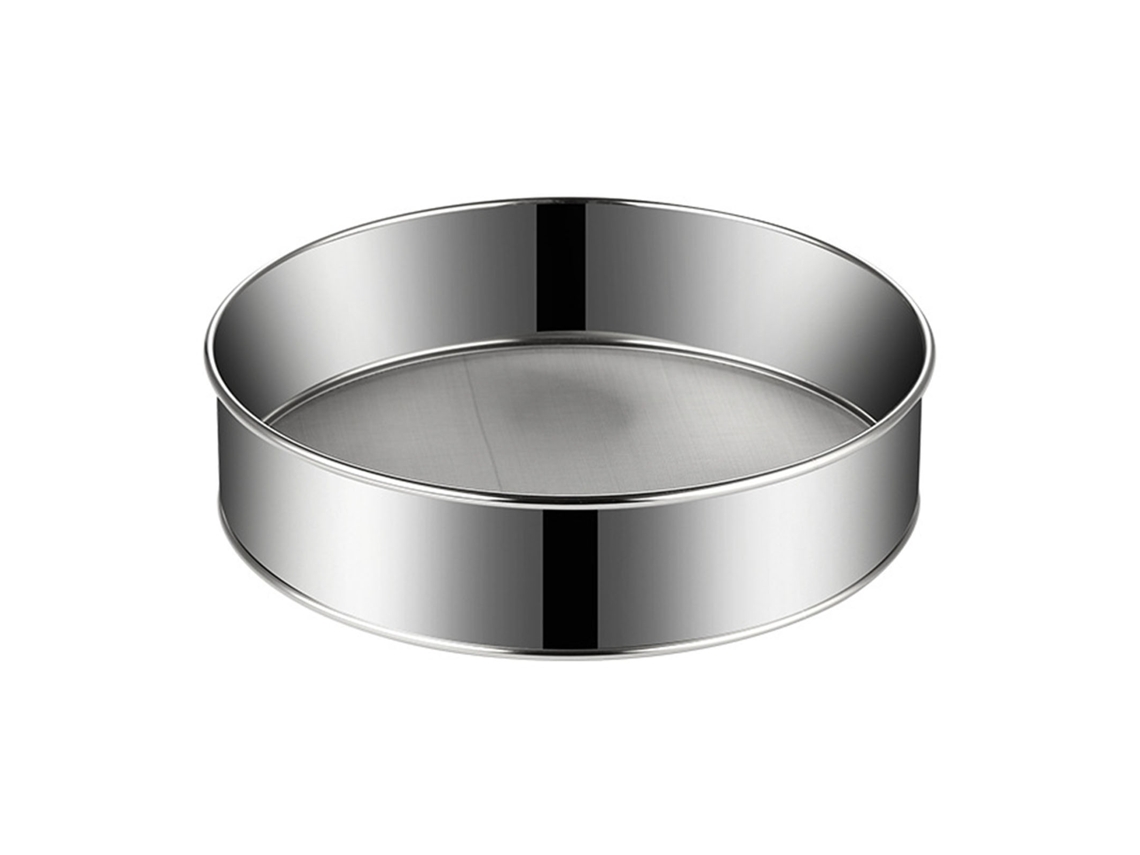 Peneirador de farinha de aço inox de 60 malhas, redondo, com malha fina para cozinha de baking, 30cm