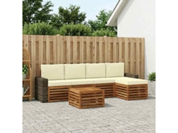 Vidaxl Conjunto De Sofás Para Exterior 6 Pcs Natural E Creme