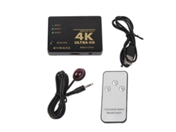 Selector Hdmi 3 Puertos Switch Amplificador 4k Ultra Hd Com Controle Remoto
