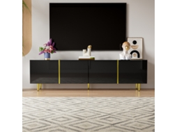 Móvel TV L 170 cm com 4 Portas MDF Estilo Preto