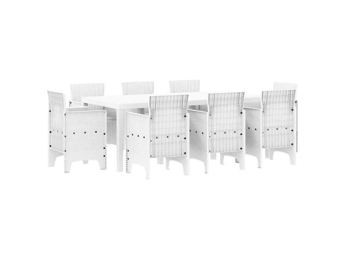 Maison Exclusive - Conjunto De Jantar Para Jardim 9 Pcs Branco Polipropileno