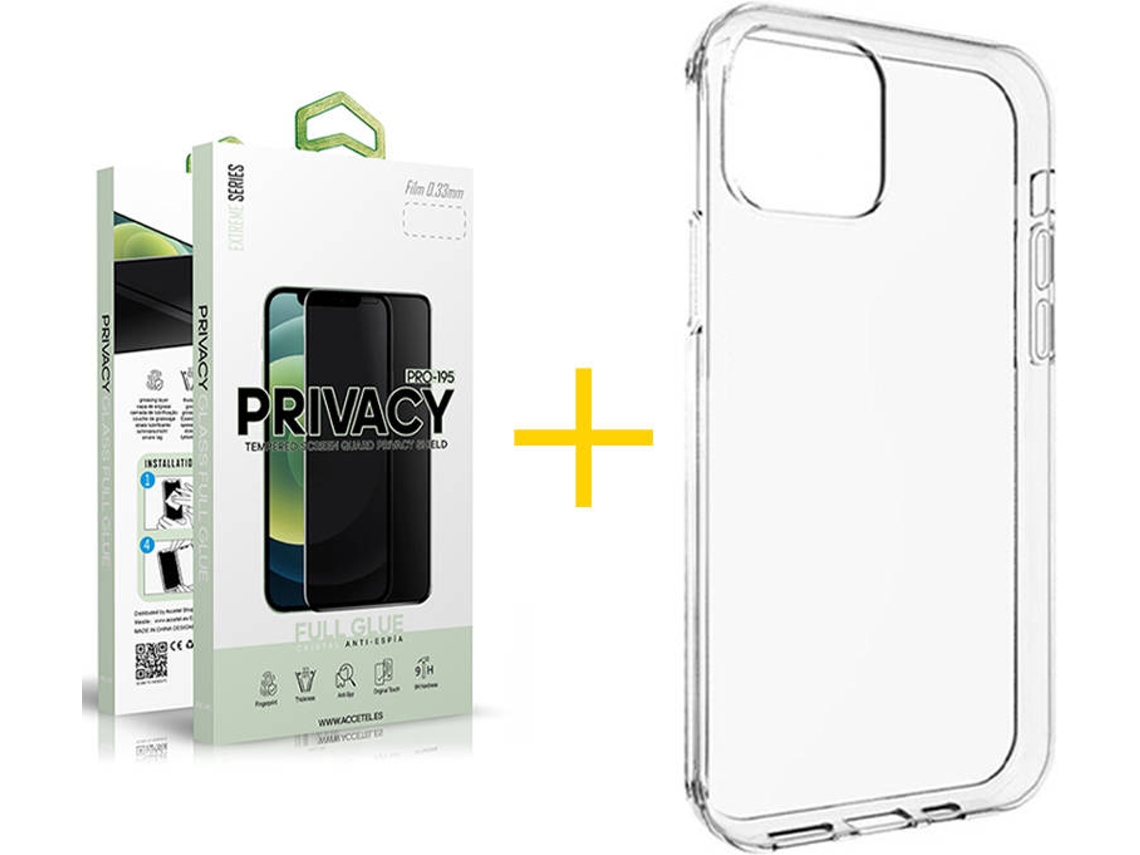 Capa + 1 Película de Vidro Anti-Spy iPhone 13 Mini SKYHE Silicone Liso Transparente