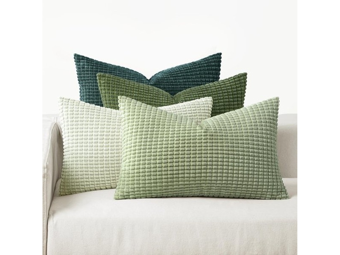 Quatro Conjuntos De Cobertores De Sofá Decorativos - 50x30cm - Verde Floresta - Polyester - 4 Peças