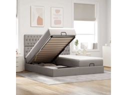 Vidaxl Estrutura De Cama Otomana Com Colchões Tecido Cinzento