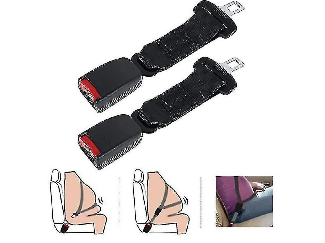 Extensor de cinto de segurança universal ajustável, pacote com 2 unidades, 23 cm, para carros - Marrom, Cinza, Bege (2 peças, 36 cm, Preto)