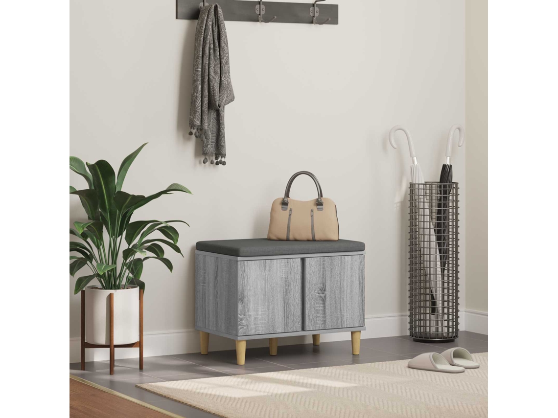 Vidaxl Banco De Hall Com Almofada Sonoma Cinza 60 X 38 X 46 Cm