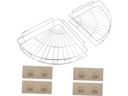 Conjunto De 2-prateleiras Parede Em Aço Inoxidável Com Revestimento Pvc, Sem Furos, Para Banheiro E Cozinha