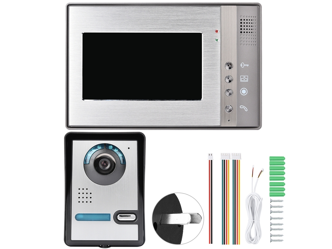 Telefone De Porteiro Video Com Fio De 7 Polegadas 802fa11 (tela Tft De Alta Definição, Compatível Com 110v-240v)