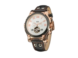 Reloj Automático Mecánico Para Hombre Forsining Multifunción (oro Blanco)