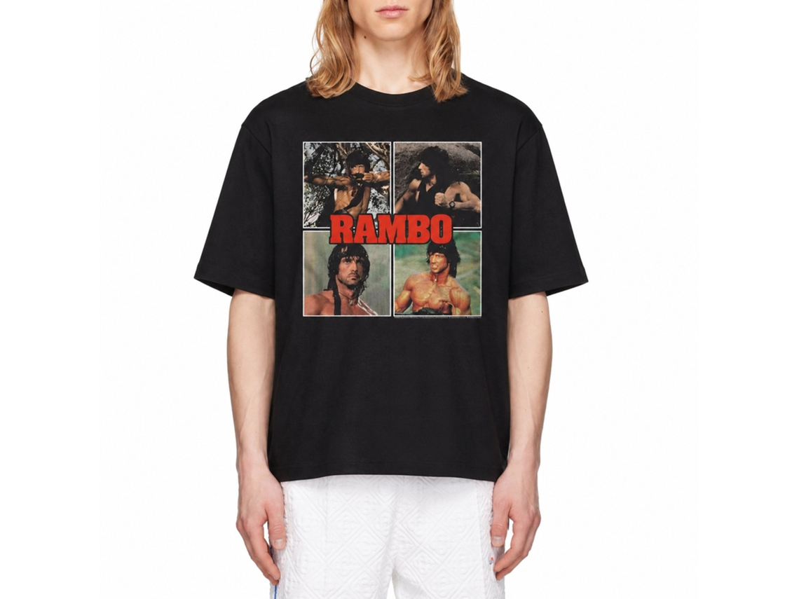 Rockinstone Rambo Movie Multi Image Black Adult T-shirt Size:m