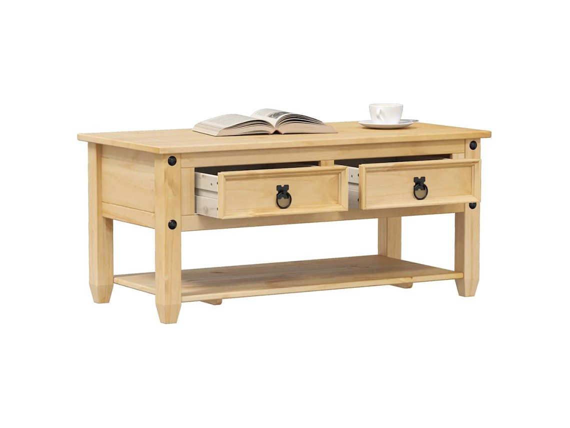Vidaxl Mesa De Centro Com Gavetas Corona 100x48x45 Cm Pinho Maciço