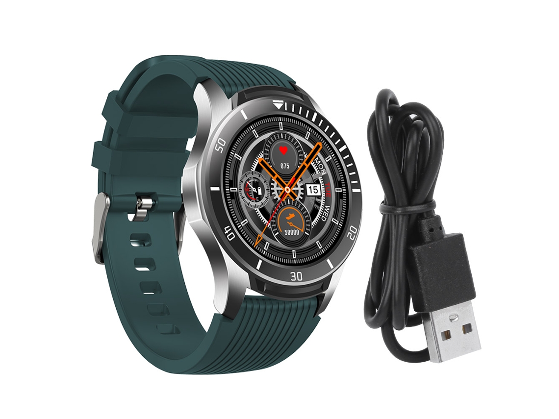Relógio Esportivo Inteligente à Prova d'Água, Pulseira Fitness, Monitor de Frequência Cardíaca, Recarregável via USB, Verde