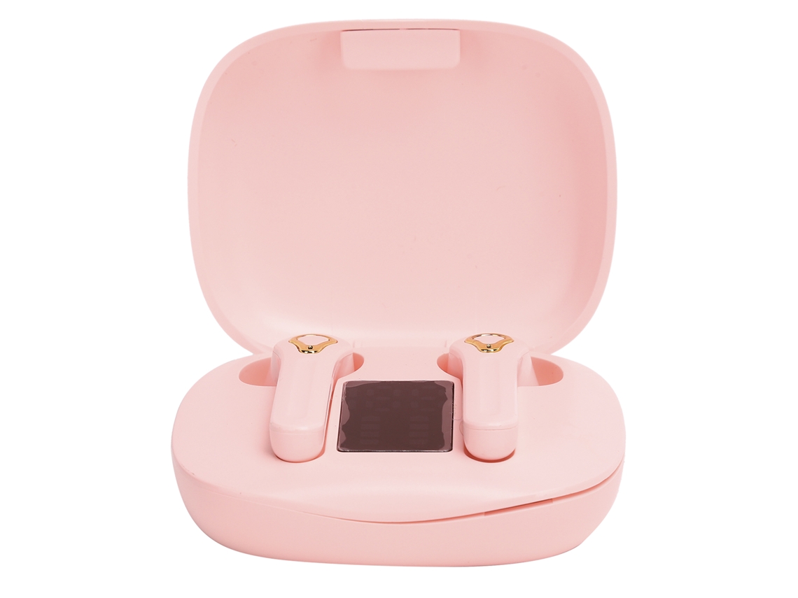 Fone De Ouvido Tws Bluetooth Com Tela Led Display Digital Estéreo Para Esportes Rosa Cv‑16