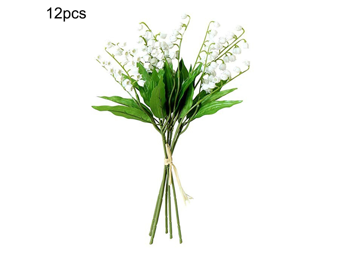 12pc Lírio do Vale Artificial Simulação Alta Flor Falsa para Decoração de Casa e Casamento | S/MARCA