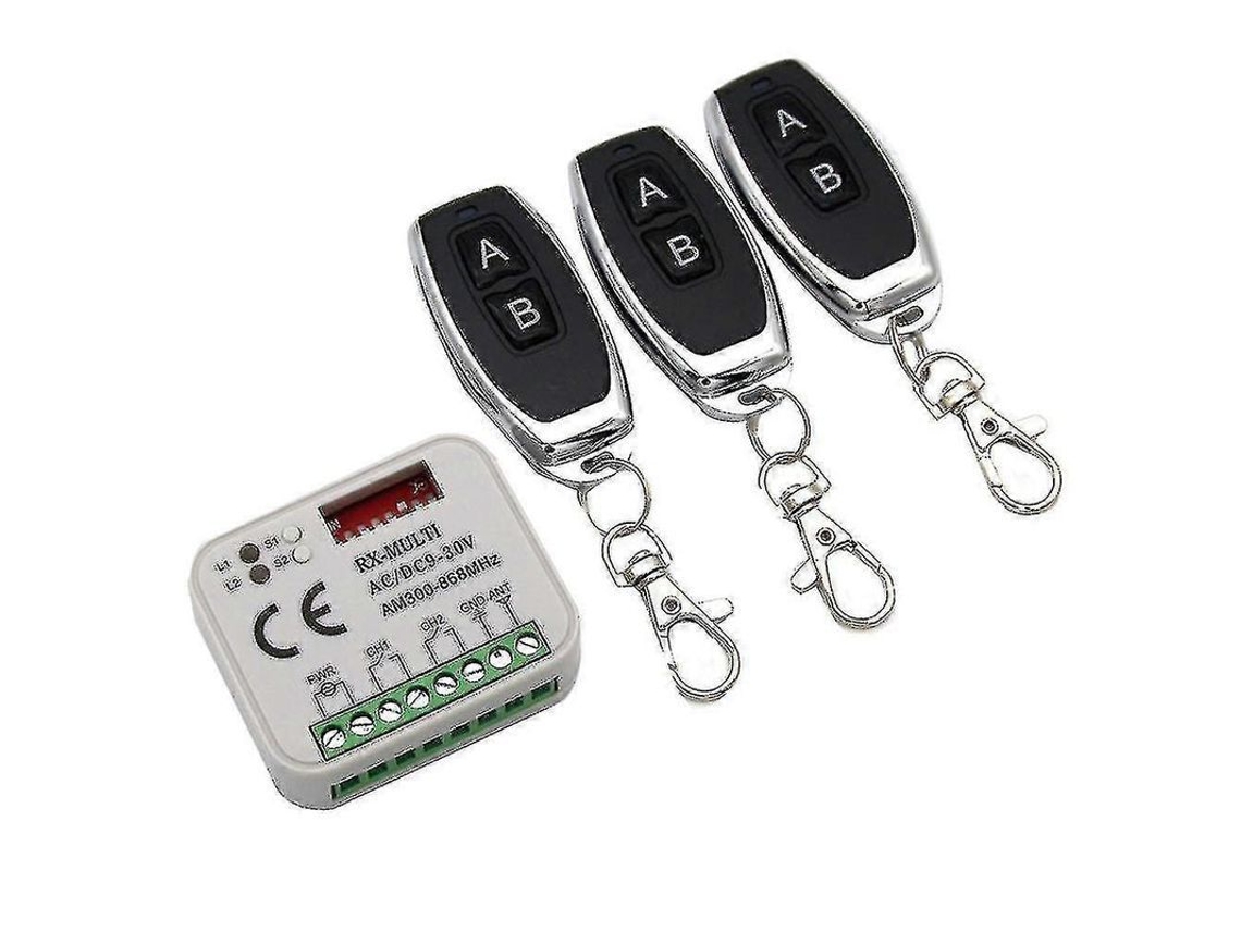 Receptor De Controle Remoto 433.92mhz Com 3 Controles, Distância 50-150m, Mini Tamanho 5.5x4.5x1.0cm, Compatível Com Fixo Código