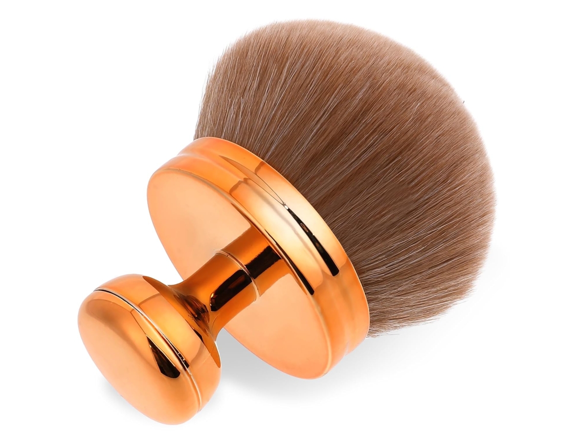 MEOIRUERY Pincel Kabuki Profissional Xxl Para Maquiagem 1 Unidade Rosa Dourado 150.000 Nanofibras Macias 5,5 Cm Para Base E Creme Bronzeador Com Est