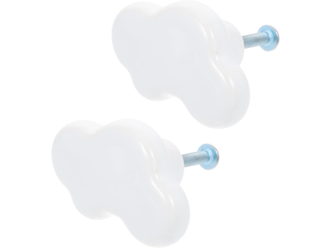 Conjunto De 2 Puxadores Porta Exceart Em Cerâmica Com Design Nuvem Para Guarda Roupas, Resistentes À Corrosão, Puxadores