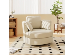 Poltrona Moderna XXL Chenille Bege 3 Almofadas Removíveis VELTRIX