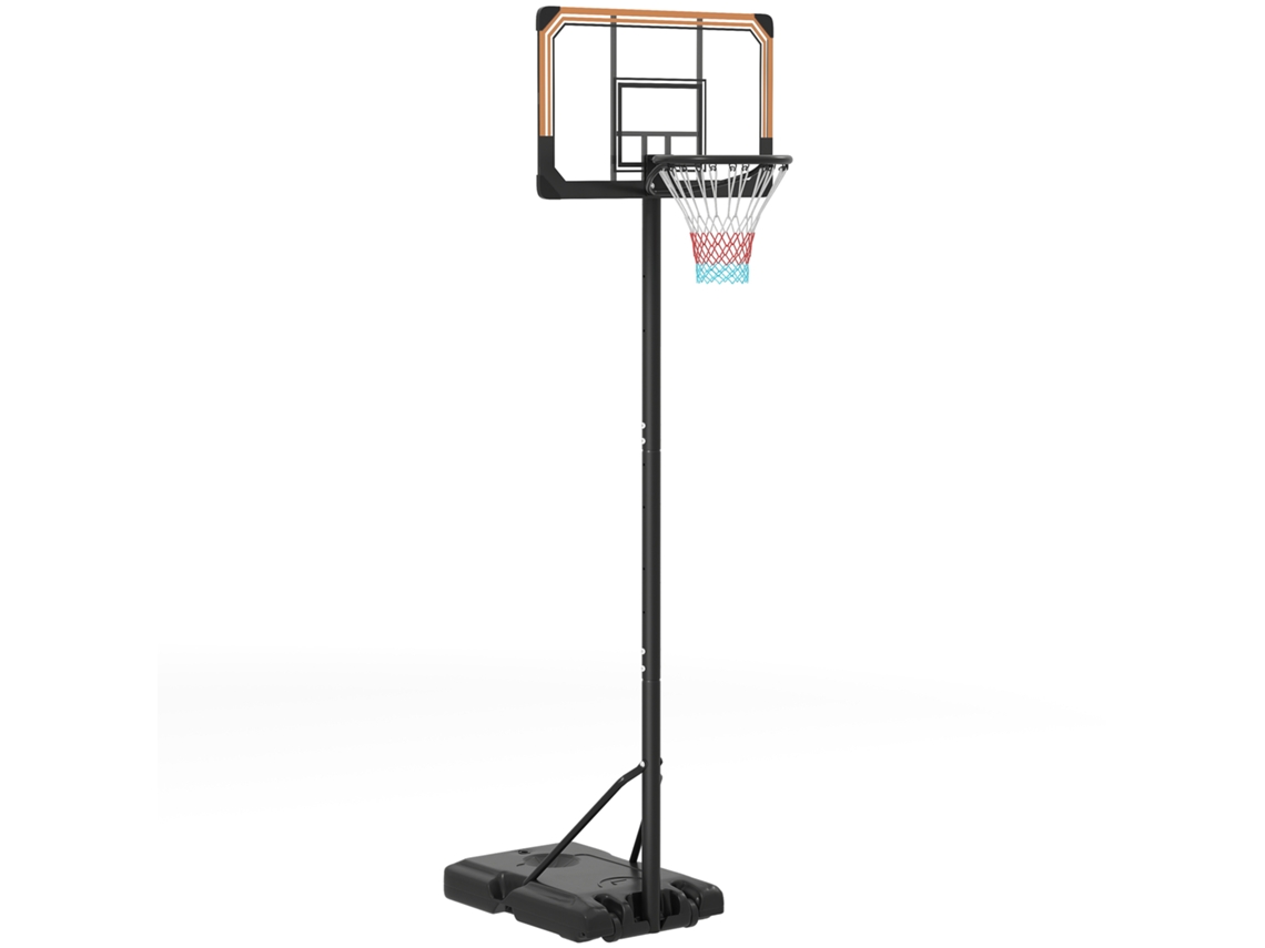 Tabela De Basquete Exterior Com Altura Ajustável 235-264 Cm Tabela De Basquete Com Suporte Para Bola Rodas E Base Recarregável Preto