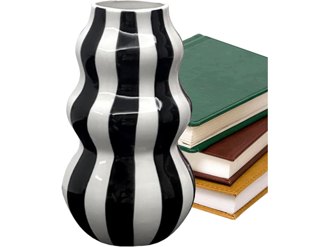 Vaso De Cerâmica Para Flores Vaso Para Quarto Recipiente Decorativo Listrado Para Flores, Ideal Gokoco