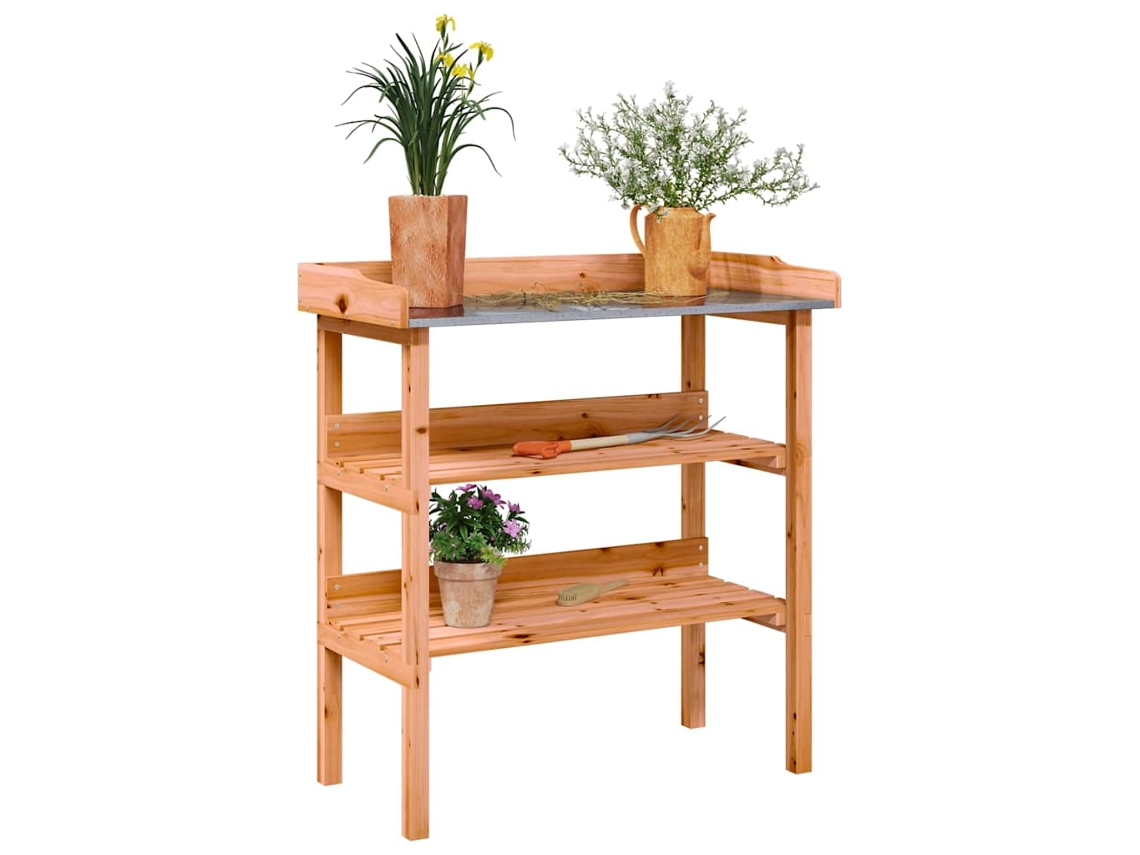 Vidaxl Mesa P/ Plantas C/ Prateleiras 78x38x82,5 Cm Abeto Castanho