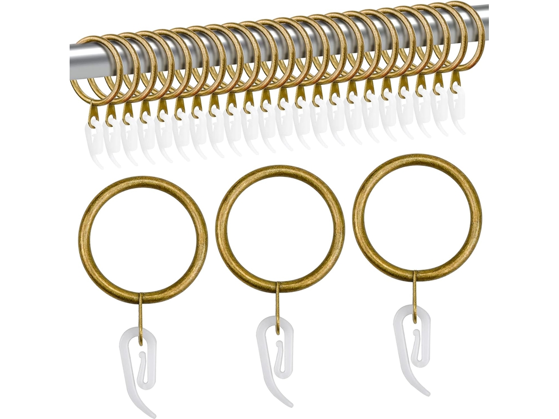 Conjunto De 24 Anéis E Ganchos De Metal Para Cortina, Em Latão E Aço Inoxidável, Com Diâmetro Interno De 30mm