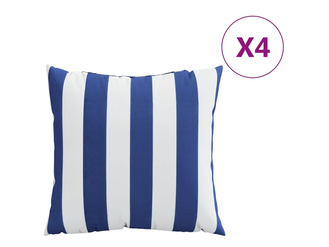 Conjunto 4 Almofada decorativa VIDAXL Azul Tecido (40x40 cm)